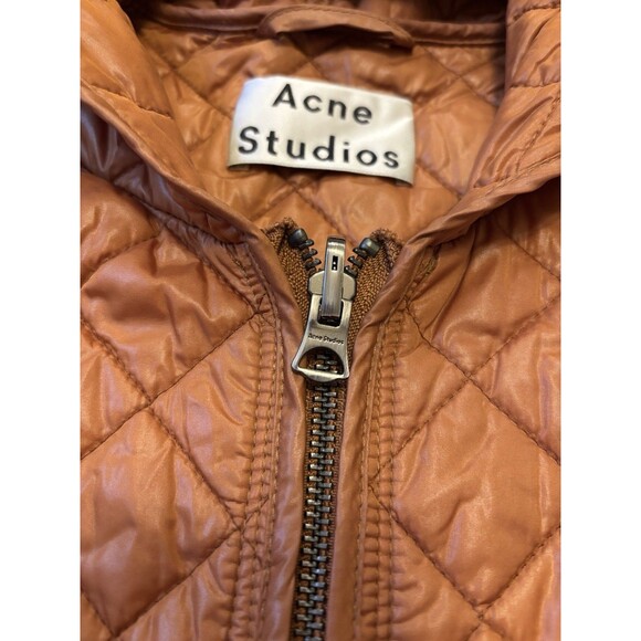 Acne Studios Brown Quilted Puffer Vest Hood Zip Up Midnight PAW17 Men’s M 48 - Picture 4 of 12